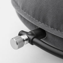 Close-up of the metal locking valve and rubber inflation tube